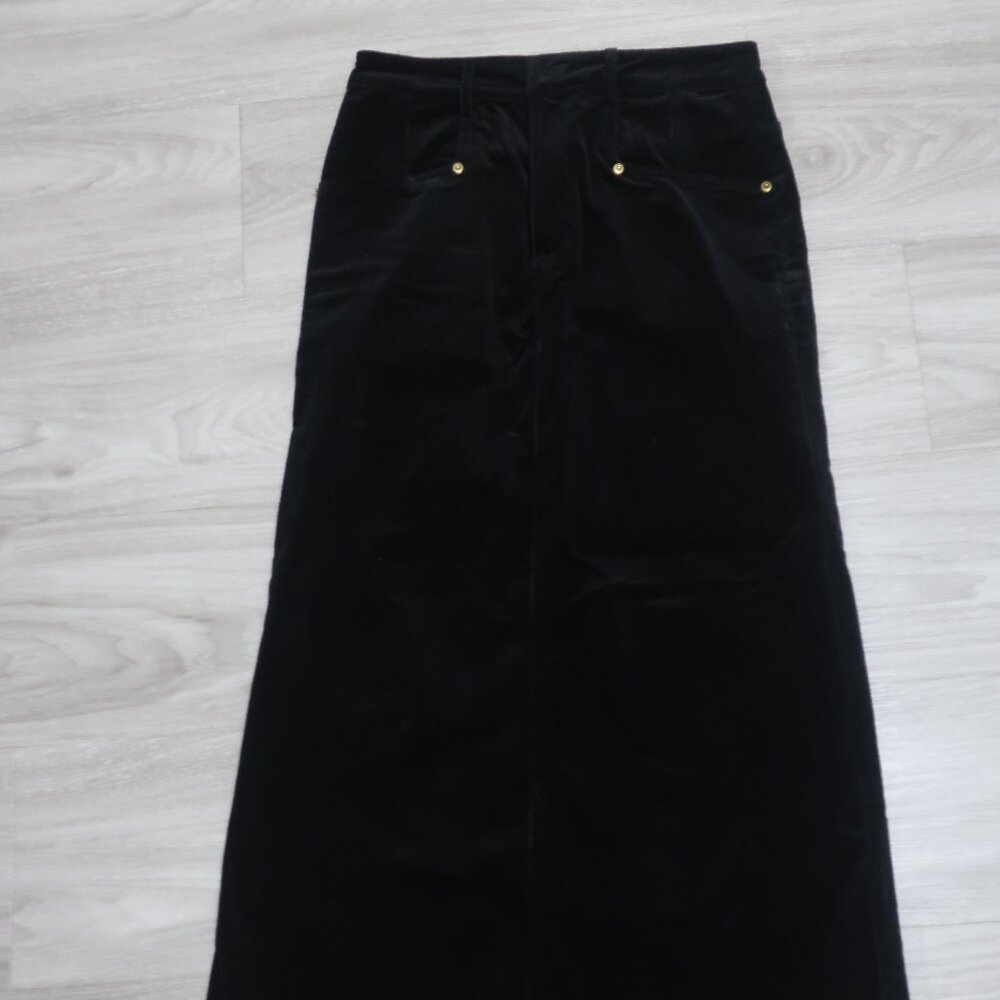 Black Corduroy Straight Maxi Skirt XS NWOT